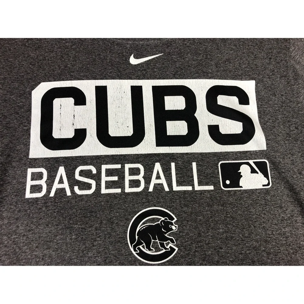 Nike Chicago Cubs Baseball Dri-FIT‎ T-Shirt Charcoal Grey Mens Large 564076-071